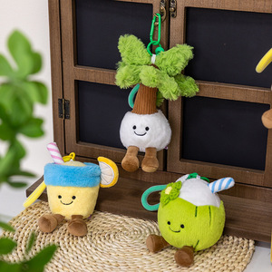 Porte-clés en peluche Palmier de coco et Coffre au trésor, Jouet compressible apaisant taille palmier, Pendentif de sac, Compagnon anti-stress - Product Image 1