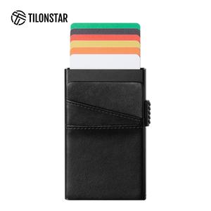 TILONSTAR TG304, tarjetero de aluminio con diseño de bolsillo de cuero Delgado, con función de bloqueo RFID - Product Image 1