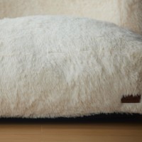 Canapé pouf moderne convertible en tissu à poils longs, garni de mousse