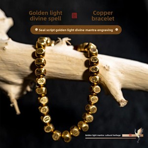 Original Golden Light Mantra Unisex Taoist-style Classic Seal-Script Beaded Pearl Trendy Stylish Jewelry Unique Gift for Friends - Product Image 2