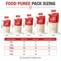 Op maat gemaakte 180g stand-up pouch met tuit, van aluminiumfolie, food grade, voor vloeibare snacks en puree verpakkingen