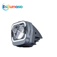 Feux auxiliaires de conduite carrés Espumoso Laser Bi-LED pour moto, avec Halo bleu, Œil de démon rouge, Blanc et Jaune, faisceau haut et bas, pour ATV UTV OEM