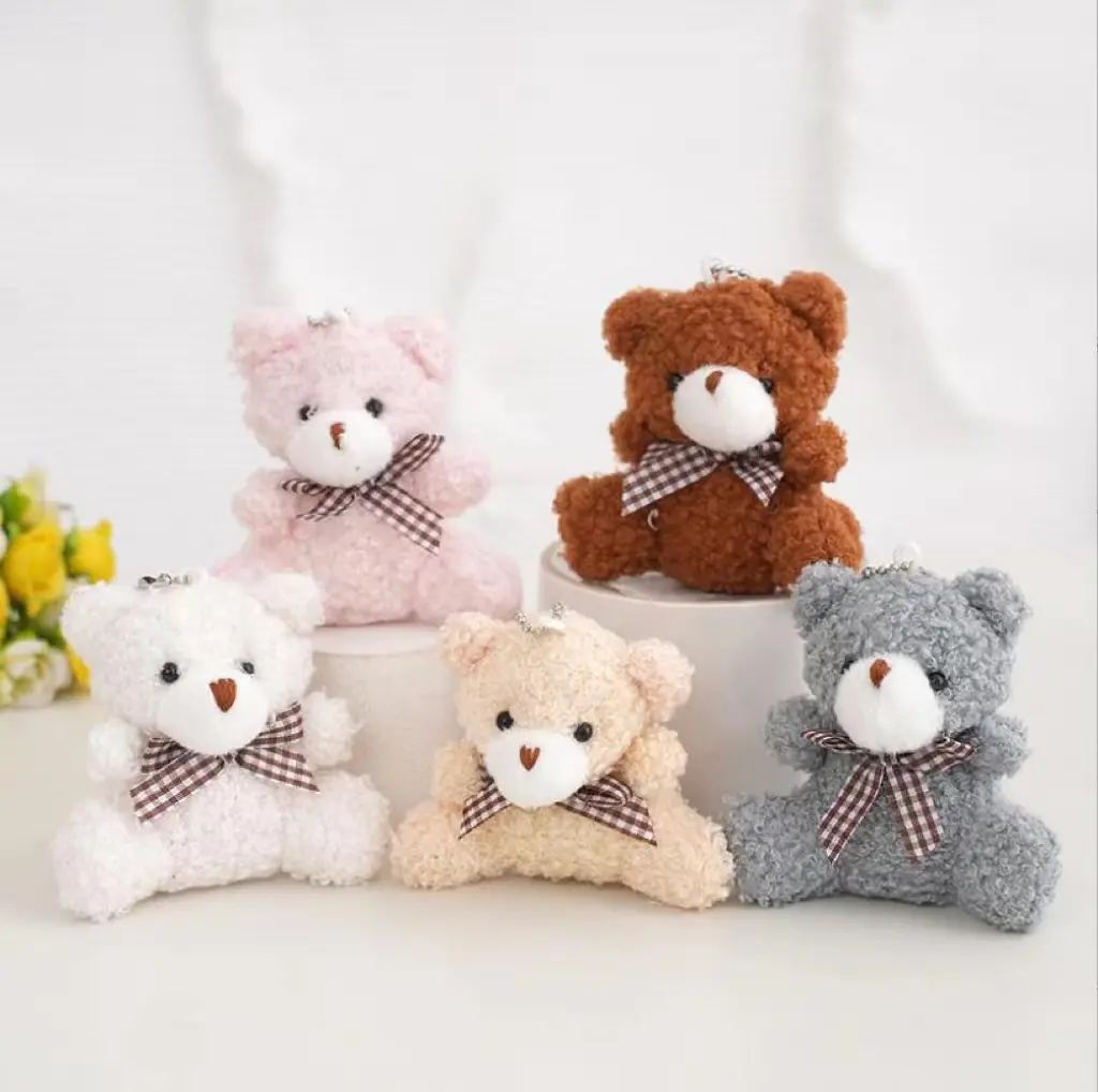 Mini Plush Teddy Bear Keychain Soft Cute Bear Pendant Teddy Bear Keyring Accessories Promotional Keychains