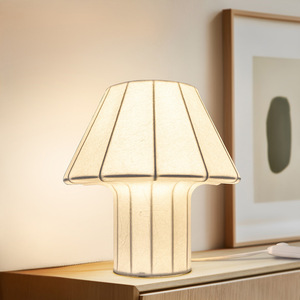 Lampe de table minimaliste en fausse soie 320x310mm, lampe LED décorative pour chambre à coucher et salon avec interrupteur - Product Image 3