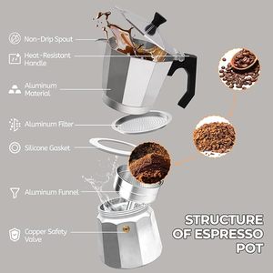 Bình pha cà phê Moka bằng nhôm 3 cốc 150ml, máy pha cà phê Espresso trên bếp, máy pha cà phê kiểu Percolator - Product Image 2