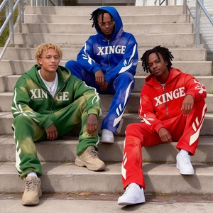 Conjunto Deportivo Personalizado con Lavado Ácido, Traje de Algodón para Correr, Sudadera Bordada, Pantalones Deportivos Acampanados y Sudadera con Capucha, Conjunto Deportivo Desgastado para Hombre - Product Image 2