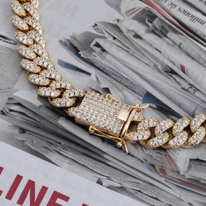 Chaîne cubaine en laiton plaqué or 14 carats avec micro-pavé de zircone cubique, bijoux de mode hip-hop - Product Image 2