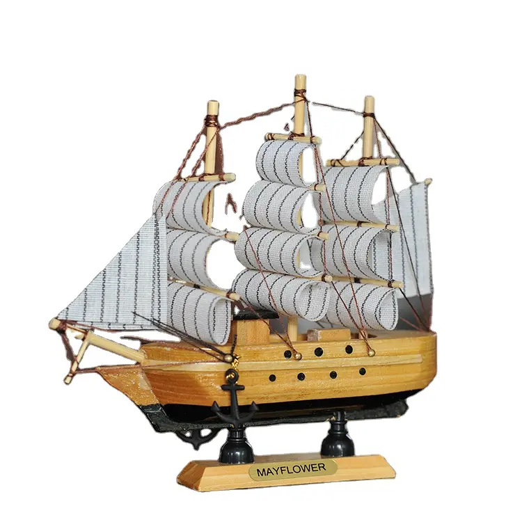 Mediterranean Atmosphere Birthday Gift Creative 16CM Solid Wood Boat Ship Model Wooden
