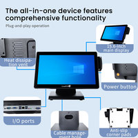 Sistema POS Todo en Uno para Minoristas, Caja Registradora de 15.6 Pulgadas, Máquina para Restaurante, Intel I3, 128GB RAM, Windows 10, Táctil de 10 Puntos