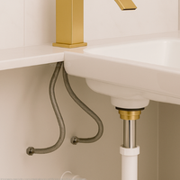 Robinet mitigeur de salle de bain moderne en acier inoxydable 304, avec raccord flexible 50 cm M10x1/2, levier unique, eau froide et chaude
