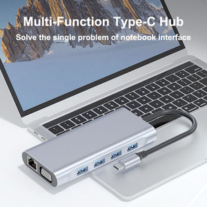 ฮับ USB Type-C 11-in-1อเนกประสงค์-4 x USB 3.0 A-USB splitter-PD VGA 4K HD HDTV 3.5มม. ช่องเสียบหูฟังแบบ11 in 1 - Product Image 5