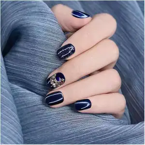 Prensa em unhas em forma de amêndoa, unhas personalizadas, gel macio de cor vermelha, kit luxuoso de unhas para meninas, máquina de fazer unhas falsas