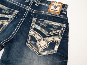 IN STOCK fashion Men’s Heavy Stitch <b>jeans</b> <b>Embroidered</b> Mid Waist Crumple effect Straight Leg <b>jeans</b> for men - Product Image 4
