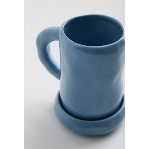 Superficie irregolare glassa di colore personalizzabile lucida all'ingrosso per la casa ogni giorno usato in ceramica cappuccino tazze e tazze da caffè con piastra - Product Image 5