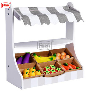 Stand de Fruits en bois éducatif pour courses de légumes, jouets de Simulation pour réfrigérateur, socle de Fruits, 4 pièces - Product Image 1