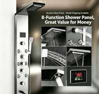 Panneau de douche thermostatique en acier inoxydable 304, fixation murale, avec douchette encastrée ou apparente, ensemble de douche