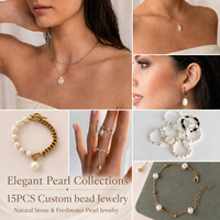 Collier personnalisé avec initiales en perles pour femmes, collier à breloque en or avec lettre, collier en perles d'eau douce, bijoux faits à la main