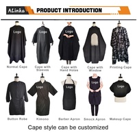 Promotion Grande Vente Capes de Coiffure Étanche pour Salon de Barbiers, Tablier de Client Personnalisé avec Logo pour Salon de Beauté et Spa, Cape de Coiffeur Noire