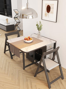 AHS High-end slab <b>dining</b> <b>table</b> <b>foldable</b> side-mounted wheeled telescopic suitable for small apartments and home use - Product Image 2