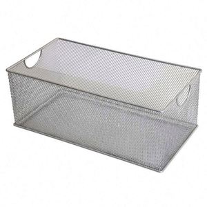 Metal Mesh <b>CD</b> Holder Box DVD Case Organizer Open Storage Bin Media Basket Container with Handles <b>CD</b> case - Product Image 1