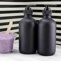 Bouteilles Distributrices en Verre Transparent avec Pompe pour Savon Liquide, Shampoing et Gel Douche, Forme Boston, 4oz, 8oz, 16oz, avec Logo Personnalisé