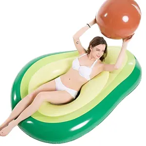 Pool Accessories Inflatable Water Mattress Green Avocado Pool Float With Ball For Adults