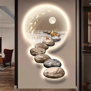 Cuadro Decorativo con Luz LED de <span class=keywords><strong>Paisaje</strong></span> Clásico Chino, Naturaleza Muerta, Arte para Colgar en la Pared - Product Image 5