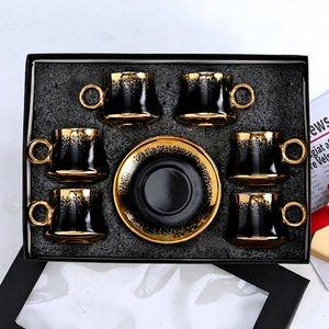 यूरोपीय शैली रंग की चमक सिरेमिक मग हैंडल के साथ 12-टुकड़ा सोने की प्लेटेड अनुकूलन दोपहर चाय कप सेट - Product Image 4