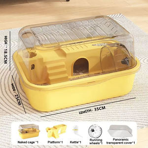 Grand transporteur pour hamster en plastique avec bol à nourriture et bouteille d'eau 360 °   <span class=keywords><strong>Cage</strong></span> à hamster transparente avec cachette et roue à courir - Product Image 5