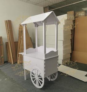 Chariot à bonbons blanc en PVC à prix abordable pour mariage, petit chariot à desserts pour fête de mariage, <span class=keywords><strong>bar</strong></span> à bonbons avec roues à vendre - Product Image 1