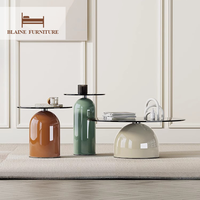 Service professionnel Design moderne dessus en verre cadre en bois massif Table basse meubles de salon Table centrale colorée