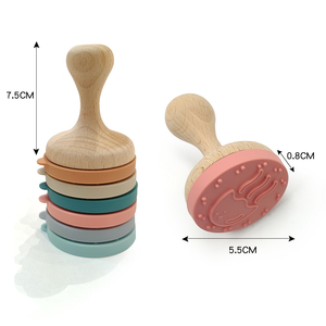 Tùy Chỉnh Trẻ Em Của Đồ Chơi Môi Trường Phim Hoạt Hình Xử Lý Vòng Bằng Gỗ Silicone Tem Cho Trẻ Em - Product Image 2