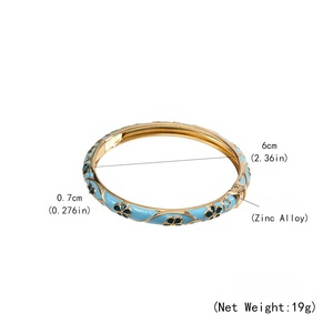 Bracelet minimaliste en alliage de zinc électroplaqué et émaillé, style chinois traditionnel, finition goutte d'huile, vente en gros - Product Image 6