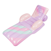 Fauteuil flottant gonflable personnalisable en PVC épaissi avec dossier rayé violet pour adultes – Idéal pour la détente et la baignade en rivière