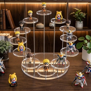 Acrylic Display <b>Stand</b> 6mm Thickened Aluminium Rod Modern Wall-Mounted Multi-Layer Display for Jewelry Figurines Collectibles - Product Image 1