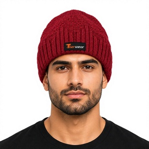Gorro de Punto para Hombre, Color Sólido, Cálido para Invierno, Gorra Informal, 100% Acrílico, Hecho a Mano para Adultos, Gorros Unisex - Product Image 1