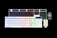 Clavier et souris de jeu BOSSTON 1600 DPI avec rétroéclairage LED, ergonomique, étanche, ultra fin, filaire, mini, multimédia, taille standard