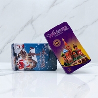 Boîte en fer blanc rectangulaire de Noël pour chocolats, en matériaux recyclés, pour assortiment de gâteaux et de truffes, emballage cadeau de fêtes