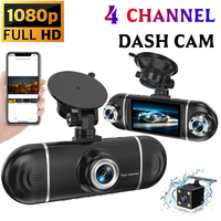 Cámara para Auto con Pantalla de 3 Pulgadas, WIFI, 4 Canales, Control por Aplicación, Montaje con Ventosa, Ángulo de 170°, Cuatro Lentes