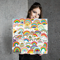 Bestseller 50 Stück Cartoon Regenbogenbrücke PVC-Aufkleber Kinder-Deko Vinyl-Graffiti für Laptop Notebook Handy Trendprodukt