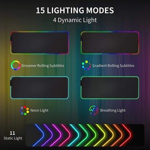 Alfombrilla de Ratón para Juegos RGB LED Grande con 10 Efectos de Iluminación Intermitentes, Base de Goma Antideslizante, Interfaz USB 2.0 - En Existencia - Product Image 3