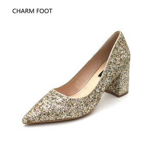 Scarpe con Tacco Alto e Spesso per <span class=keywords><strong>Sposa</strong></span>, con Paillettes e Cristalli, Scarpe Singole da Cerimonia Non Restituibili - Product Image 6