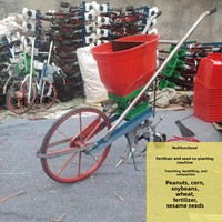 Semoir multifonctionnel pour soja, maïs, blé, arachide, millet, sésame, à entraînement par chaîne, type poussé à la main, garantie 4 ans