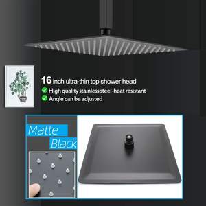 Sistema <span class=keywords><strong>doccia</strong></span> a pioggia nero opaco Set combinato rubinetto <span class=keywords><strong>doccia</strong></span> a corpo intero con montaggio a soffitto da 16 pollici con reggiseni a doppia funzione - Product Image 3
