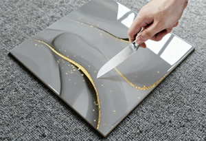 <span class=keywords><strong>Piastrelle</strong></span> in Gres Porcellanato Effetto Marmo Grigio 600x600 con Venature Dorate, Antiscivolo, Antibatteriche, per Interni Villa, Effetto Mattone, Solide - Product Image 5