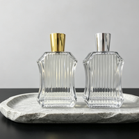 Nouveauté - Flacon de parfum en verre à rayures verticales 100 ml - Design luxueux - Boîte personnalisée haut de gamme pour les marques de parfums haut de gamme