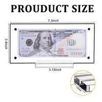 Porte-billets rectangulaire en papier acrylique Cadre pour billets en acrylique Porte-billets en acrylique transparent Cadre d'affichage pour billets en acrylique