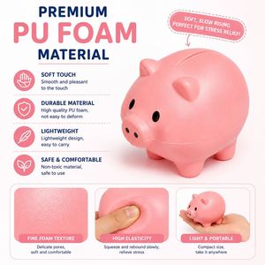 Jouet anti-stress personnalisé en mousse PU en forme de cochon, souple, à récupération lente, tirelire, cadeau promotionnel pour événements, écoles, cadeaux de marque - Product Image 2