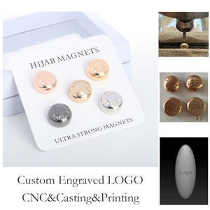 도매 LOW MOQ 슈퍼 강한 마그네틱 아니 걸림 이슬람 스카프 브로치 핀 사용자 정의 로고 히잡 로고 새겨진 자석 - Product Image 2