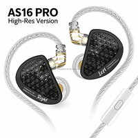KZ AS16 PRO 8BA Écouteurs intra-auriculaires filaires à armature équilibrée, faible impédance 18Ω, sensibilité 114dB, connecteur 3,5 mm Type C